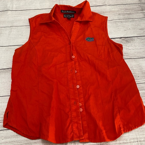 BAW Athletic Wear Short Sleeveless Orange Gators Button down Size Large - Picture 1 of 3